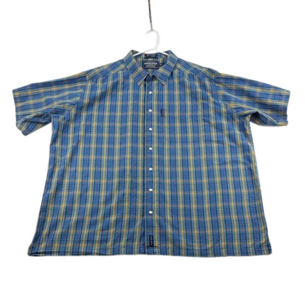 Rough Stock  Button Down Shirt Plaid Short Sleeve Pearl Snap– Size XXL